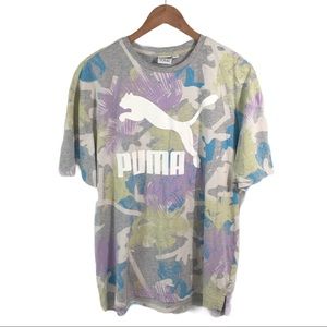 TS441 PUMA Streetwear Floral Print T Shirt L